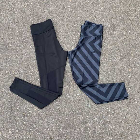 Adidas Black Leggings Activewear Performance Tight Mesh Cut Outs Women’s Medium - Picture 10 of 10